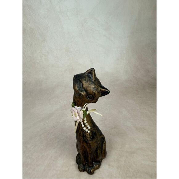 Vintage Siamese Cat Figurine Long Neck 1970s Mod MCM Ceramic - Picture 2 of 8